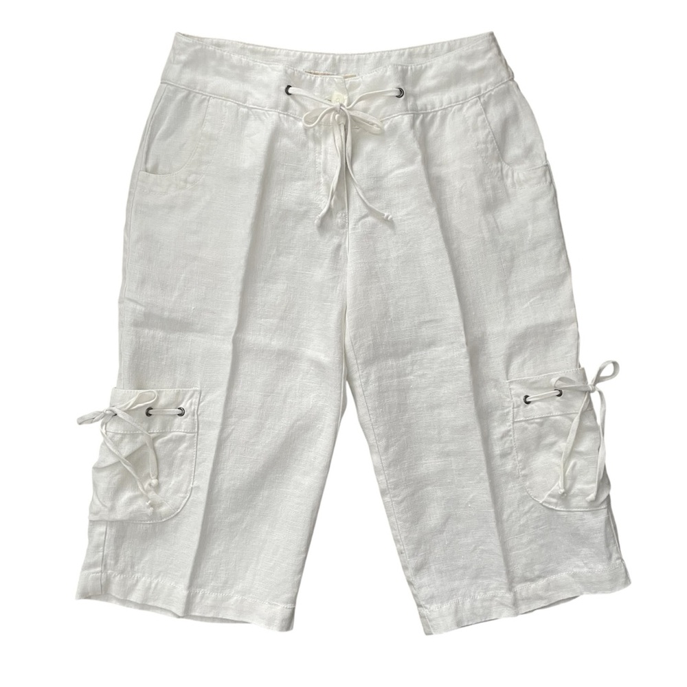 Michael Michael Kors 100% Linen Cargo Bermuda Shorts